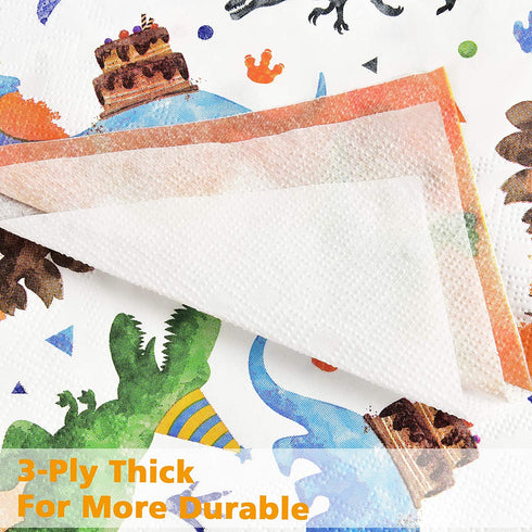 Watercolor Dinosaur Party Plates and Napkins - Dinosaur Birthday Party Supplies Bundles for Boys Kids Disposable Luncheon Dinner Dessert Cake Plates Napkins Tableware Set Serves 16 Guests 48 Pieces