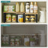 SONGMICS Cabinet Shelf Organizers, Set of 2 Kitchen Counter Shelves, Stackable, Expandable, Metal and Bamboo, Black and Natural UKCS02NB