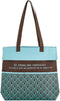 Be Strong Fan Scales Blue Brown 13.5 x 14 Inch Heavy Canvas Inspirational Tote Bag