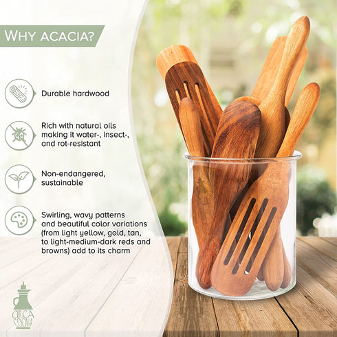 Spurtle Set - Wooden Spurtle Set Cooking Utensils As Seen on TV - Stirring Heavier Foods - Ergonomic, No Fatigued Wrists, Hands - For Nonstick, Porcelain Cookware - Longer Surface Area Kitchen Tool