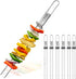 CMYK Barbecue Skewers, 6-Pack 13" Stainless Steel Grilling Skewers with Slider, Reusable Metal BBQ Shish Kebab Skewer Sticks