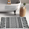 Upgraded Boho Bathroom Rug 2'x3', 100% Woven Geometric Rug for Bedroom Black and White Rug Bohemian Bath Mat, Kitchen Rug Washable Cotton Small Throw Rug, Tassel Rug for Kitchen/Laundry/Doorway/Porch