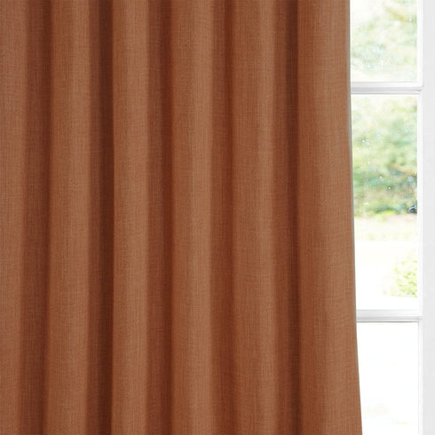 HPD Half Price Drapes BOCH-LN185-P Faux Linen Room Darkening Curtain (1 Panel) 50 X 96, BOCH-LN18517-96, Desert Orange