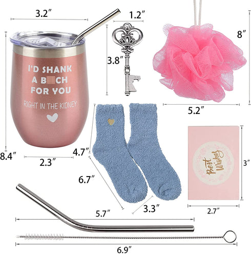 Sqeffort Birthday Gifts for Women - Insulated Tumbler 8 Pack Christmas Gift Bath Set Gifts for Women - Stainless Steel Tumbler with Lid - Best Relaxing Spa Gift Box Basket Present (Rose Gold)