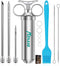 Marinade Injector Syringe and Brushes Set, Meat Injector Syringe with 3 Professional Marinade Injector Needles, Creates Tender Meat & Poultry Flavors, for BBQ Grill Smoker & Turkey & Brisket