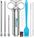 Marinade Injector Syringe and Brushes Set, Meat Injector Syringe with 3 Professional Marinade Injector Needles, Creates Tender Meat & Poultry Flavors, for BBQ Grill Smoker & Turkey & Brisket