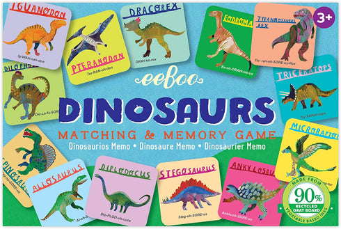 eeBoo: Dinosaurs Little Memory and Matching Game, Sharpens Recognition, Concentration and Memory Skills, For Ages 3 and Up, Provides Interaction Between Child and Parent