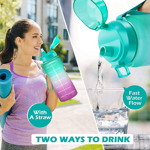4AMinLA Motivational Water Bottle 64/100oz Half Gallon Jug with Straw and Time Marker Large Capacity Leakproof BPA Free Fitness Sports Water Bottle