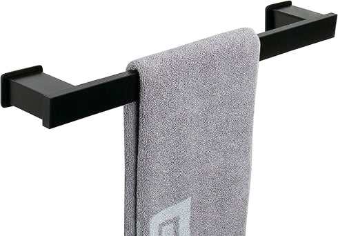 NearMoon Bath Towel Bar, Bathroom Accessories-Premium Thicken Space Aluminum Square Shower Towel Rack for Bathroom/Kitchen, Towel Holder Wall Mounted (16 Inch, Matte Black)