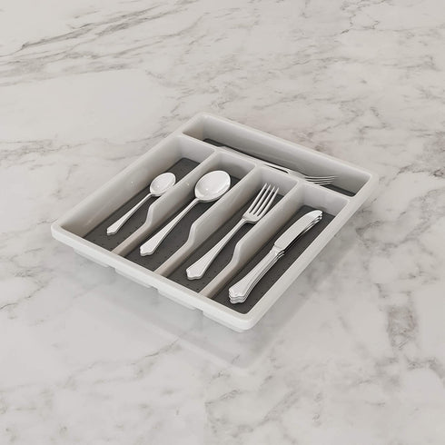 Lavish Home Silverware Organizer 5 Compartment Plastic Flatware, Cutlery and Utensil Drawer Storage for Home or RV with Non-Slip Rubber Liner