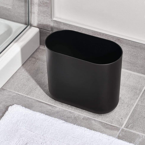 iDesign Cade Slim Bathroom Trash Can, for Bedroom, Kitchen, Office, Waste, Matte Black