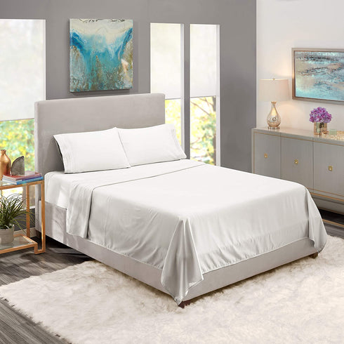 Nestl Twin Sheets Set - 3 Piece Bed Sheets for Twin Size Bed, Double Brushed Twin Size Sheets, Hotel Luxury White Sheets, Extra Soft Bedding Sheets & Pillowcases