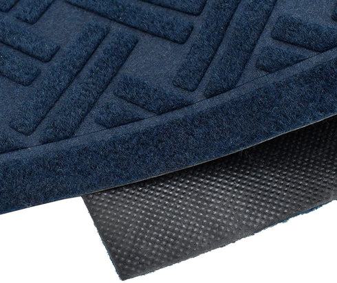 E-view Non-Slip Entrance Doormats - Washable Front Back Door Mat with Rubber Back, Waterproof Low-Profile Indoor Outdoor Welcome Rug (Blue)