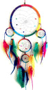 OMA Dream Catcher - Hand Made Traditional Multi Color Chakra Rainbow Dream Catcher with Tie Dye Feathers & Beads Dreamcatcher - 7" Diameter & 22" Long