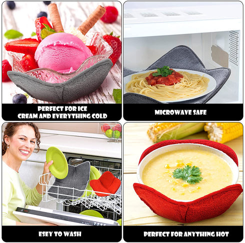 6 Pieces 3 Sizes Bowl Huggers Microwave Bowl Cozy for Adults and Children Hot Cool Cup Huggers Microwave Safe Holder Warm Heat Resistant Multipurpose Reversible Huggers