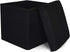 RONSTA Storage Ottoman, Foldable Cube Ottoman with Storage for Children, Foot Rest, Cloth Foot Stools and Ottomans with Memory Foam and Faux Linen Seat 12"X12"X12" (Linen-Black)