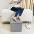 RONSTA Storage Ottoman, Foldable Cube Ottoman with Storage for Children, Foot Rest, Cloth Foot Stools and Ottomans with Memory Foam and Faux Linen Seat 12"X12"X12"(Linen-Gray)