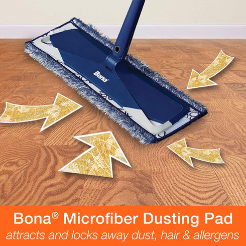 Bona Microfiber Pad 3-Pack includes Dusting, Cleaning, and Deep Cleaning Pad, for Hardwood and Hard-Surface Floors, fits Bona Family of Mops