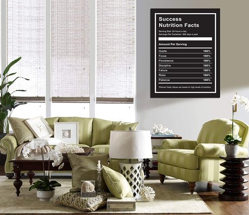 Success Nutrition Facts Canvas Art -Motivational Inspirational Entrepreneur Quotes Poster Print -Modern Picture Painting Framed for Living Room Office Wall Decor-12" x 16"