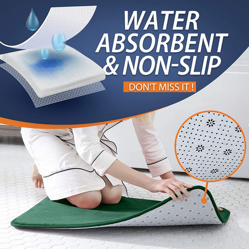 Walensee Extra Thick Memory Foam Bath Rug (17x24 Hunter Green) Non Slip Absorbent Super Cozy Velvet Bathroom Mat, Luxury Soft Plush Small Carpet for Bath Room Shower Floor Tub, Machine Wash Dry