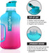 Kaptron Gym Water Bottle with Case - Bodybuilding Water Bottle - Strong Durable 2.2 Litre Water Bottle with Handle - BPA Free Large Half Gallon Sports Water Bottles (Blue Pink, Medium)