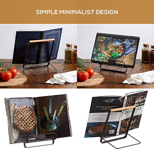 Regal Trunk Metal Cookbook Holder Stand - Recipe Book Holder - Adjustable And Foldable Cookbook Stand For Kitchen Counter - Book Holders For Reading Hands Free - Ipad Stand Or Mini Easel Stand