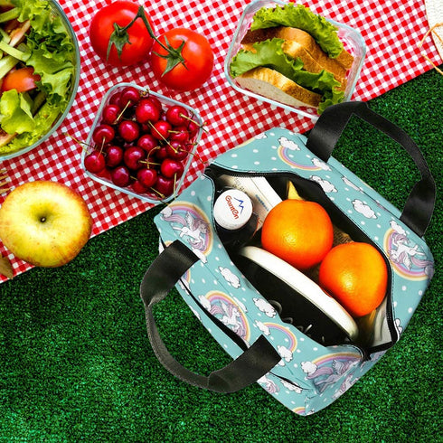 Lunch Bag for Kids, Cute Insulated Kids Lunch Box Container Reusable Cooler Lunch Tote Bag for Children Girls and Boys, School Picnic Travel Outdoors(Light Green with Unicorn)