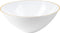 Plasticpro Disposable Organic Plastic White Bowls With gold rim Round Medium Serving Bowl 58 ounce, Elegant for Party's, Snack, or Salad Bowl, White With Gold Rim, Pack of 6