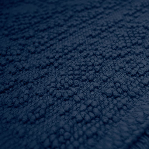 French Connection Nellore Bath Mat | Woven and Beaded Bathroom Rug | 100% Cotton | Premium Bathroom Décor | Machine Washable | Measures 20" x 34" | Navy