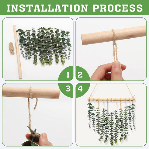 Artificial Eucalyptus Wall Hanging Plant, Boho Wall Decor for Bathroom Greenery Wall Hanging Decor for Bedroom, Farmhouse, Wedding and Living Room