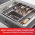 Mueller Large Flatware Kitchen Drawer Organizer, Expandable 19.7" x 15" Silverware Organizer, 6 Compartments, Heavy-Duty, Cutlery Tray for Utensils or Stuff, Dining Room, Living Room, Beige Mocha