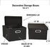 Household Essentials Fabric Storage Boxes with Lids and Handles, Black
