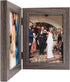 Golden State Art, 5x7 Double Frame Wood Grain Hinged Picture Frame Two Photo Frames, for Wedding Family Picture Collage (Grey, 5x7)