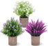 FUNARTY 3 Packs Fake Plants, Faux Plants Indoor Small Potted Plants, Mini Artificial Small Flower, 10 Faux Greenery Plants Indoor, Lavender Pot for Garden Lawn Balcony Office Home Decoration