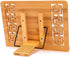 MEGREZ Bamboo Foldable Book Stand (13.2 x 9.4 inch) Reading Frame Rest holder Cookbook Stand/Tablet PC textbook/Music Document Stand/Desk Bookrest with Retro Hollow, Panda Pattern