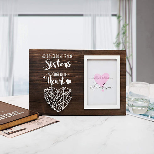 Tuobsm Sister Gifts from Sister-Side by Side Or Miles Apart Sisters are Close to The Heart - Birthday Gifts for Sister Picture Frame, 4X6 Photo