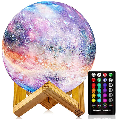 Moon Lamp, Night Light, LOGROTATE 16 Colors Galaxy Lamp 3D Printing Kids Moon Light with Stand/Remote Control/Touch/USB Rechargeable, Moon Night Light for Kids Baby Friends Family Gifts (4.8 inch)