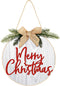 Jetec Merry Christmas Decorations Wreath Christmas Hanging Sign Rustic Burlap Wooden Holiday Decor for Christmas Home Window Wall Farmhouse Indoor Outdoor Decorations (White)