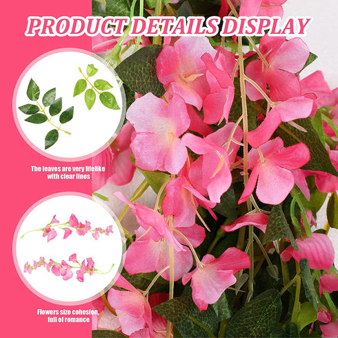 4 Pieces 26 Feet in Total Artificial Wisteria Garland Silk Wisteria Vine Artificial Wisteria Vine Fake Wisteria Garland Hanging Arch Flower for Wedding Home Garden Party Outdoor Decor (Pink)