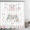 Happy Easter Day Shower Curtain with 12 Hooks, Cute Rabbits and Easter Eggs Shower Curtain, Waterproof Durable Flower Plant Shower Curtain for Easter Day Bathroom Decoration