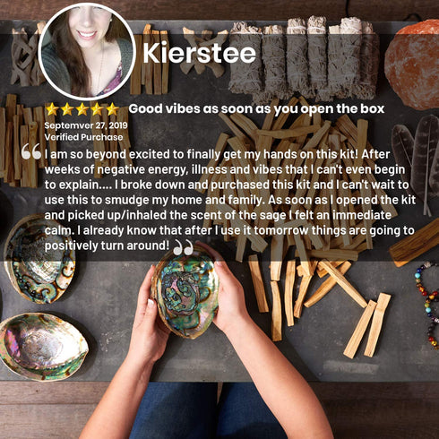 JL Local White Sage Smudge & Cleansing Kit Gift Box - Abalone Shell, Instructions & More - Smudging, Healing & Stress Relief (Standard with Stand)