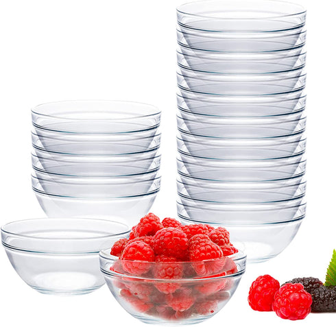 16 Pack 4 Inch Glass Ramekins Bowls, Farielyn-X Mini Glass Prep Dessert Bowls Small for Kitchen Prep, Dessert, Dips, and Candy Dishes or Nut Bowls