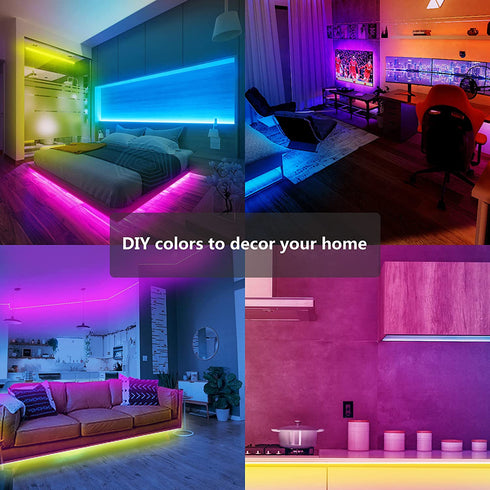 Gupup Bluetooth LED Strip Lights 50ft,Color Changing LED Lights for Bedroom,Built-in-Mic,Music Sync LED Light Strips,Phone Smart Controlled(APP+Remote+Mic)