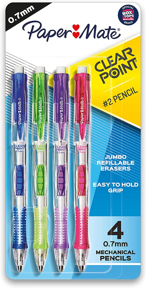 Paper Mate Clearpoint Mechanical Pencils, 0.7mm, HB 2, Fashion Barrels, 4 Count
