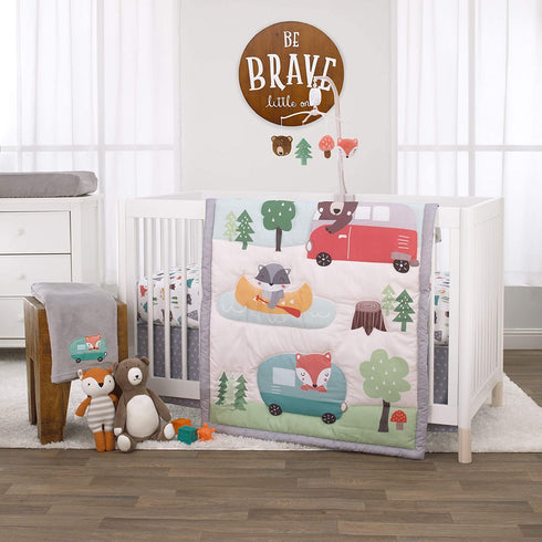 NoJo Be Brave Little One Tan & White Round Wood Nursery Wall Decor, Tan, White