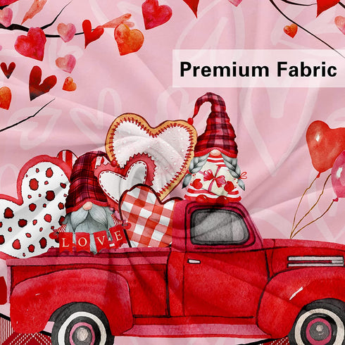 fzbali Happy Valentine™s Day 48? Large Gnome Couple Love Christmas Tree Skirt Lace-up Red Truck Hearts, Pink Buffalo Plaid Check Rustic Home Decorations Holiday Party Farmhouse Decor