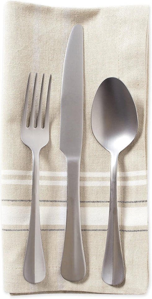 DII Kitchen Essentials Everyday French Stripe Tabletop Collection, Napkin Set, 20x20, Taupe/White, 6 Piece
