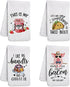 Funny Kitchen Towels and Dishcloths Sets of 4 for Housewarming,White Dish Towels for Home Decor,Cute Towels Drying Dishes - Decorative Tea Towels,Hand Towels,Waffle Towels
