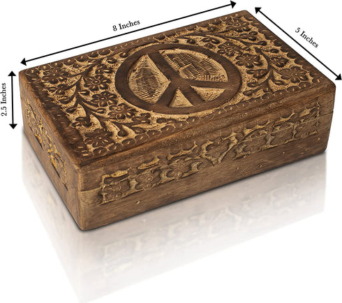 Great Birthday Gift Ideas Handmade Decorative Wooden Jewelry Box Jewelry Organizer Keepsake Box Treasure Chest Trinket Holder Watch Box Storage Box Anniversary Housewarming Gifts Women (Natural Finish)