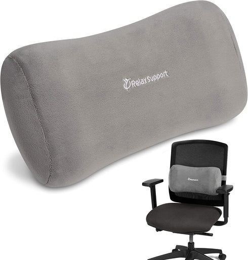 RELAX SUPPORT Office Chair Back Support Pillow RS11-X Lumbar Cushion for Upper and Lower Back Pain Uses Special Patented Technology Has Unique Lateral Convex Orthopedic Shape for a Pain Free Back